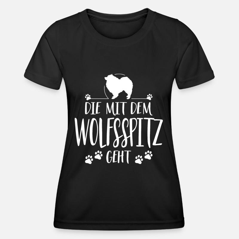 DIE MIT WOLFSSPITZ GEHT Hundespruch Hunde - Frauen Funktions-T-Shirt - Schwarz