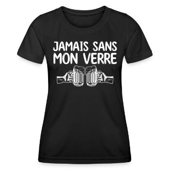 Bière et alcool | jamais sans mon verre apéro - T-shirt sport Femme - noir - Devant - AI Model Female 172 light (172cm)