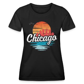 Chicago - T-shirt sport Femme - noir - Devant - AI Model Female 172 light (172cm)