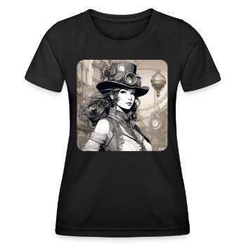 Cooles Steampunk Girl - Frauen Funktions-T-Shirt - Schwarz - Vorne - AI Model Female 172 light (172cm)