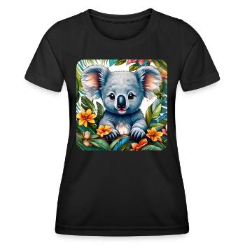 Cute Koala Bear with Flowers - Women's Functional T-Shirt - black - Front - AI Model Female 172 light (172cm)
