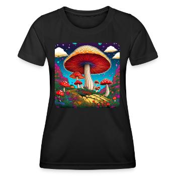 Coole Fliegenpilze - Frauen Funktions-T-Shirt - Schwarz - Vorne - AI Model Female 172 light (172cm)