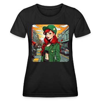 Cool Irish redhead girl - Women's Functional T-Shirt - black - Front - AI Model Female 172 light (172cm)