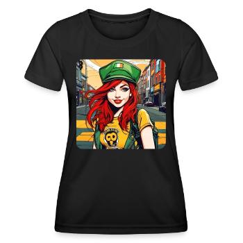 Cool Irish redhead girl - Women's Functional T-Shirt - black - Front - AI Model Female 172 light (172cm)