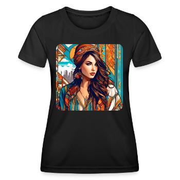 Cool girl in bohemian style - Women's Functional T-Shirt - black - Front - AI Model Female 172 light (172cm)