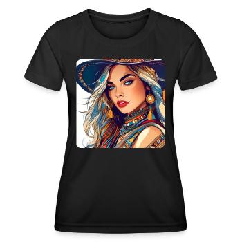 Süßes Girl im Bohemian Style - Frauen Funktions-T-Shirt - Schwarz - Vorne - AI Model Female 172 light (172cm)