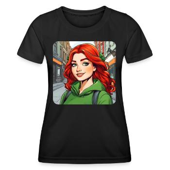 Cool Irish redhead girl - Women's Functional T-Shirt - black - Front - AI Model Female 172 light (172cm)