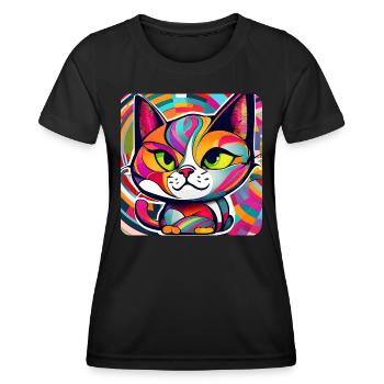 Chat dans le style graffiti - T-shirt sport Femme - noir - Devant - AI Model Female 172 light (172cm)