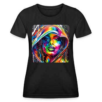 Femme dans le style graffiti - T-shirt sport Femme - noir - Devant - AI Model Female 172 light (172cm)