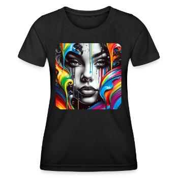 Woman in graffiti style - Women's Functional T-Shirt - black - Front - AI Model Female 172 light (172cm)