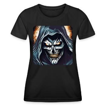 Evil Grinning Horror Skull - Women's Functional T-Shirt - black - Front - AI Model Female 172 light (172cm)