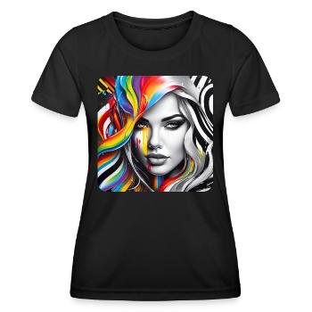 Woman in graffiti style - Women's Functional T-Shirt - black - Front - AI Model Female 172 light (172cm)