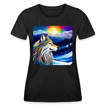 Spirit Animal Wolf - Frauen Funktions-T-Shirt - Schwarz - Vorne - AI Model Female 172 light (172cm)