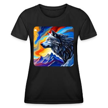 Spirit Animal Wolf - Frauen Funktions-T-Shirt - Schwarz - Vorne - AI Model Female 172 light (172cm)