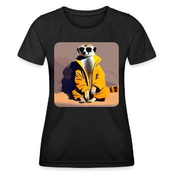 Suricate cool paresseux en lunettes de soleil - T-shirt sport Femme - noir - Devant - AI Model Female 172 light (172cm)