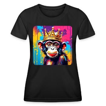 Singe mignon avec couronne dans le style graffiti - T-shirt sport Femme - noir - Devant - AI Model Female 172 light (172cm)