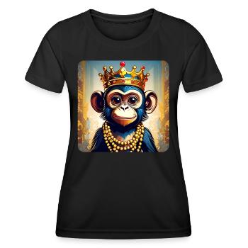 Cute monkey with crown - Women's Functional T-Shirt - black - Front - AI Model Female 172 light (172cm)