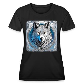 Spirit Animal Wolf - Frauen Funktions-T-Shirt - Schwarz - Vorne - AI Model Female 172 light (172cm)