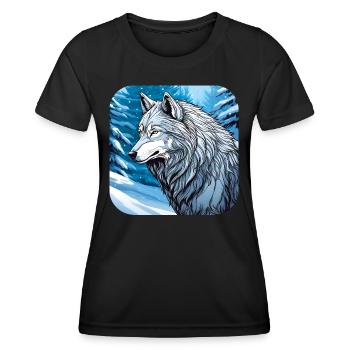 Stolzer Wolf im Winter Spiritanimal - Frauen Funktions-T-Shirt - Schwarz - Vorne - AI Model Female 172 light (172cm)