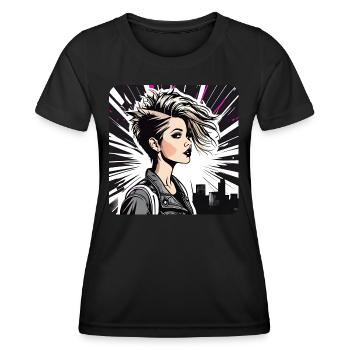 Cool Punk gothique fille avec rose - T-shirt sport Femme - noir - Devant - AI Model Female 172 light (172cm)