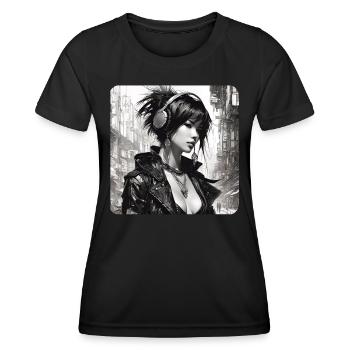 Cooles Goth Punk Girl - Frauen Funktions-T-Shirt - Schwarz - Vorne - AI Model Female 172 light (172cm)