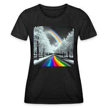 Regenbogen in der Stadt - Frauen Funktions-T-Shirt - Schwarz - Vorne - AI Model Female 172 light (172cm)