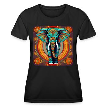 Spirit Animal Elefant im Bohemian Style - Frauen Funktions-T-Shirt - Schwarz - Vorne - AI Model Female 172 light (172cm)
