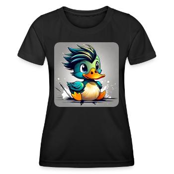 Little duck with punk hairstyle - Women's Functional T-Shirt - black - Front - AI Model Female 172 light (172cm)