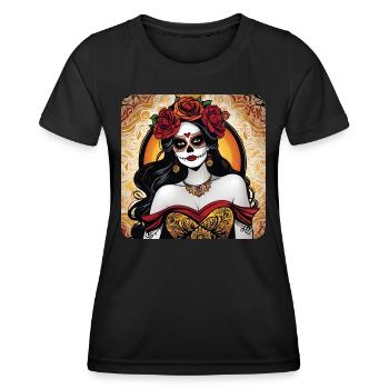 Dia de los Muertos Woman with Roses - Women's Functional T-Shirt - black - Front - AI Model Female 172 light (172cm)