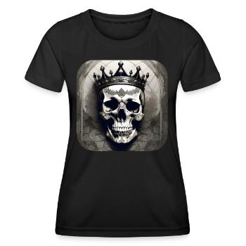 Grinning skull with crown - Women's Functional T-Shirt - black - Front - AI Model Female 172 light (172cm)