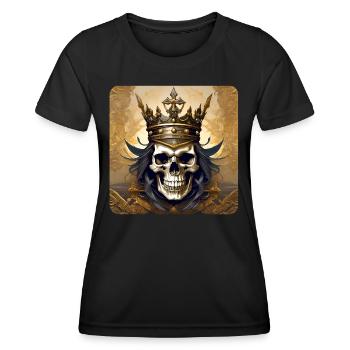 Grinning skull with crown - Women's Functional T-Shirt - black - Front - AI Model Female 172 light (172cm)