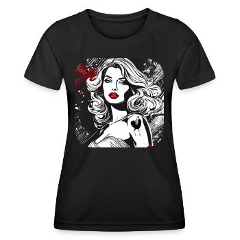 Femme avec tatouage coeur et poignard - T-shirt sport Femme - noir - Devant - AI Model Female 172 light (172cm)
