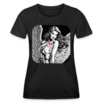 Angel broken heart tattoo - Women's Functional T-Shirt - black - Front - AI Model Female 172 light (172cm)