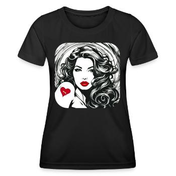 Woman with tattoo heart - Women's Functional T-Shirt - black - Front - AI Model Female 172 light (172cm)
