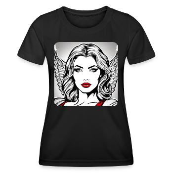 Ange aux lèvres rouges - T-shirt sport Femme - noir - Devant - AI Model Female 172 light (172cm)