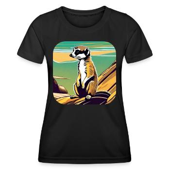 Suricate mignon - T-shirt sport Femme - noir - Devant - AI Model Female 172 light (172cm)