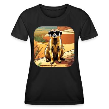 Suricate mignon - T-shirt sport Femme - noir - Devant - AI Model Female 172 light (172cm)