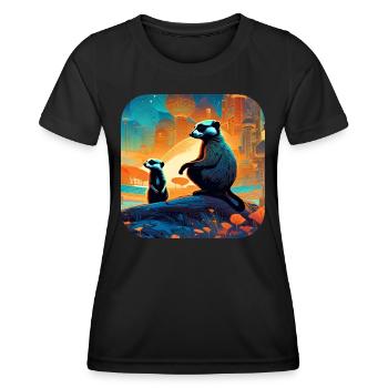 Suricates mignons - T-shirt sport Femme - noir - Devant - AI Model Female 172 light (172cm)