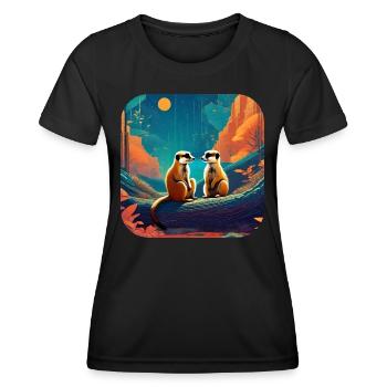 Suricates mignons - T-shirt sport Femme - noir - Devant - AI Model Female 172 light (172cm)