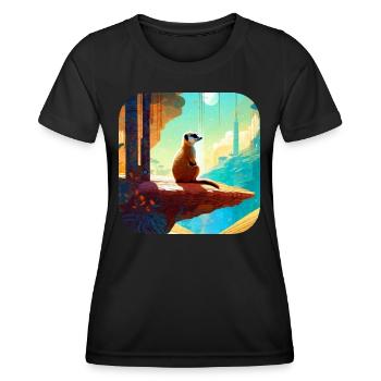 Suricate mignon - T-shirt sport Femme - noir - Devant - AI Model Female 172 light (172cm)