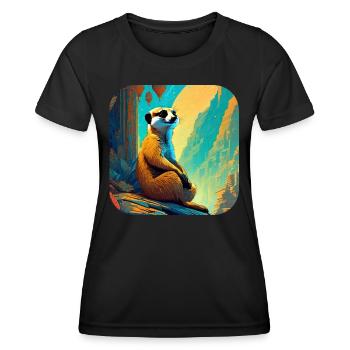 Suricate paresseux mignon - T-shirt sport Femme - noir - Devant - AI Model Female 172 light (172cm)