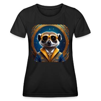 Suricate mignon avec des lunettes de soleil - T-shirt sport Femme - noir - Devant - AI Model Female 172 light (172cm)