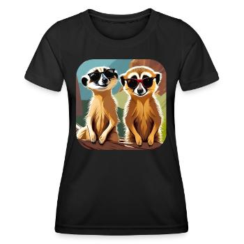 Suricates mignons - T-shirt sport Femme - noir - Devant - AI Model Female 172 light (172cm)