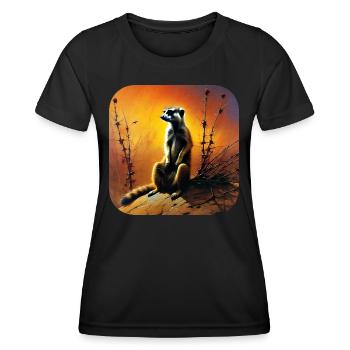 Suricate mignon en automne - T-shirt sport Femme - noir - Devant - AI Model Female 172 light (172cm)