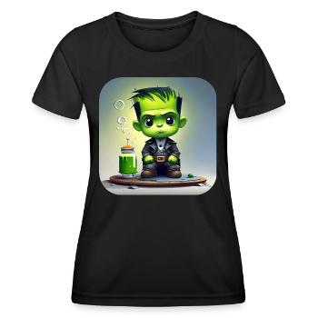 Cute little green monster - Women's Functional T-Shirt - black - Front - AI Model Female 172 light (172cm)
