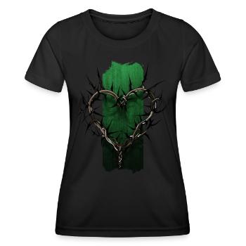 Dornenhingabe: Herzförmiger Dornenzweig - Frauen Funktions-T-Shirt - Schwarz - Vorne - AI Model Female 172 light (172cm)