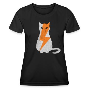 Cat-Blitzeinschlag - Frauen Funktions-T-Shirt - Schwarz - Vorne - AI Model Female 172 light (172cm)