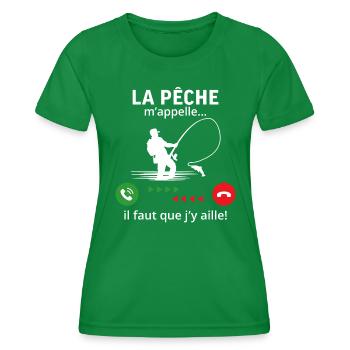La pêche m'appelle il Faut que j'y aille - T-shirt sport Femme - vert - Devant - AI Model Female 172 dark (172cm)