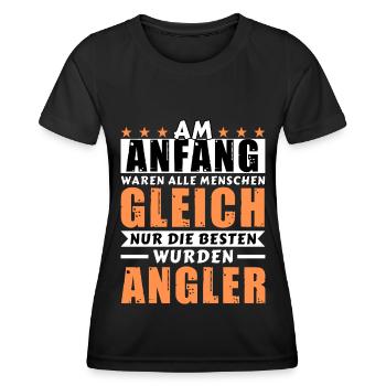 Am Anfang waren alle gleich - Angler Edition - Frauen Funktions-T-Shirt - Schwarz - Vorne - AI Model Female 172 light (172cm)
