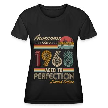 Né 1968 Vintage Anniversaire Rétro - T-shirt sport Femme - noir - Devant - AI Model Female 172 light (172cm)